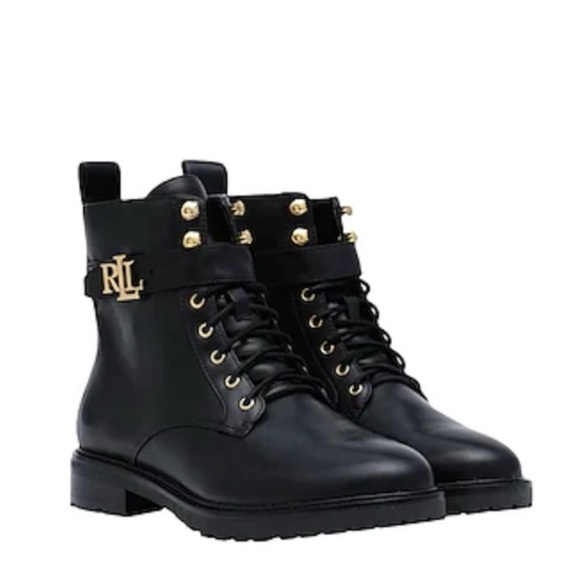 LAUREN RALPH LAUREN Shoes - LAUREN RALPH LAUREN Womens Black Elridge Toe Block Heel Leather Booties 5.5
